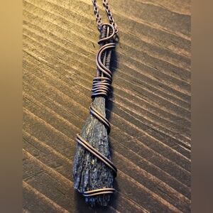Copper Wrapped Broom Pendant Necklace